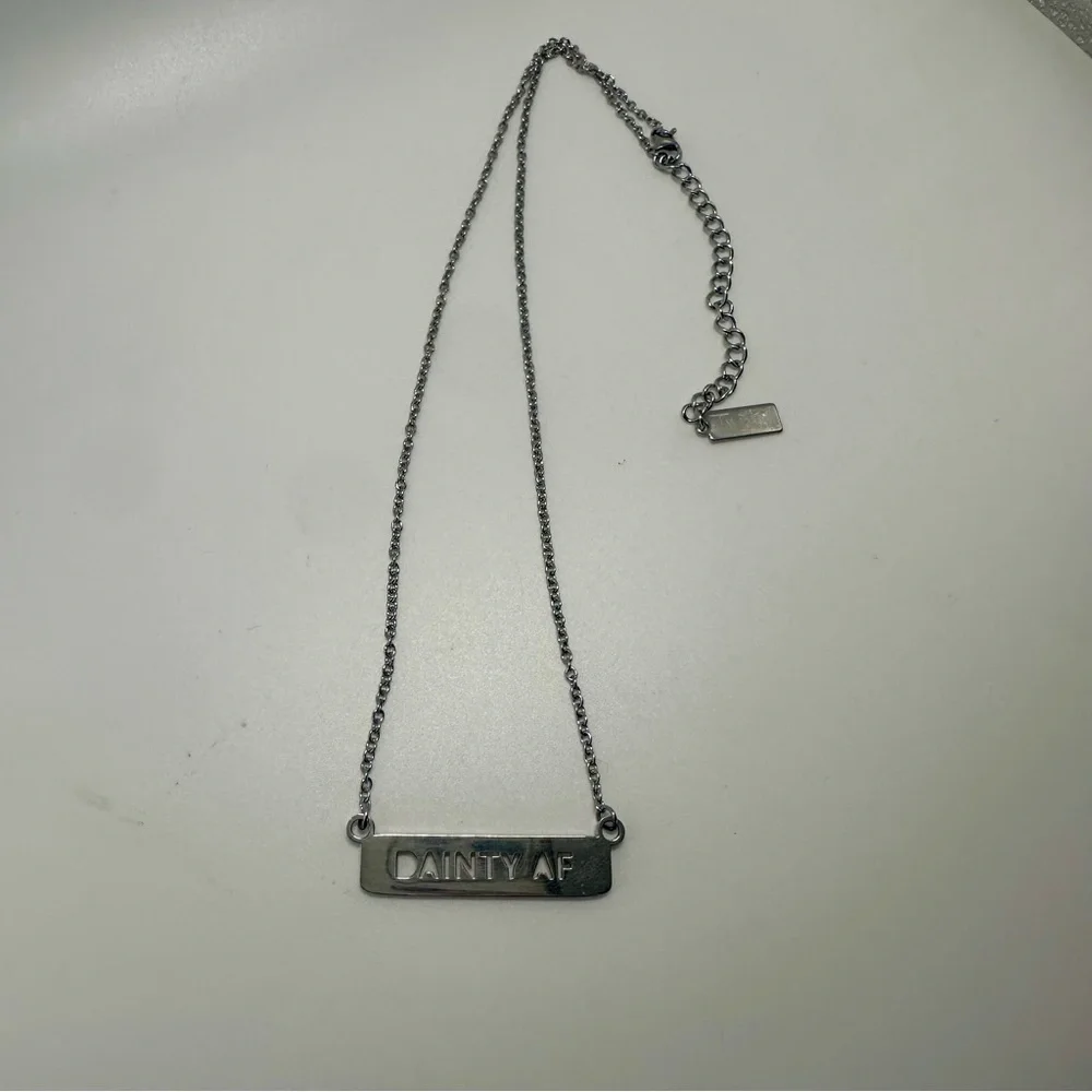 DAINTY AF Silver-Tone Pendant & Adjustable Chain Necklace by Twisted Wares